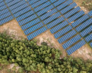 Panneaux solaires vus du ciel