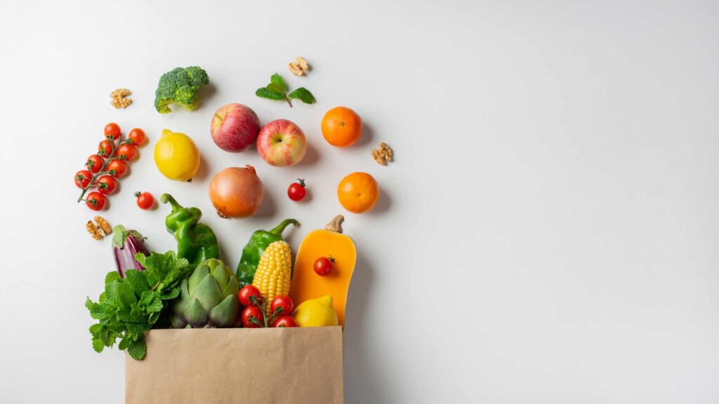 sac en papier de fruit et légume